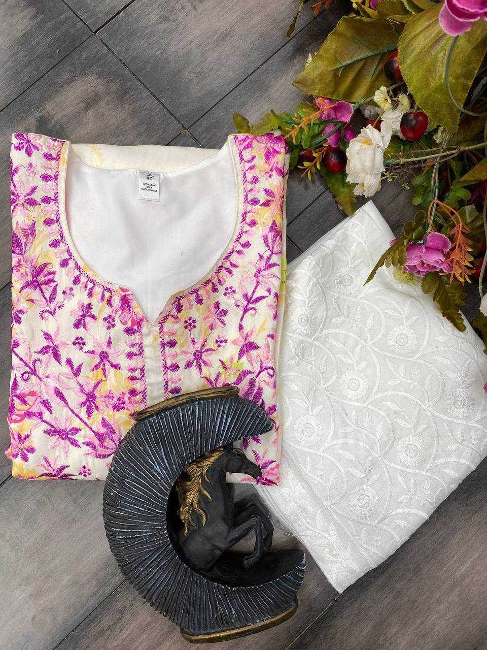 RAYON EMBROIDERED KURTIS WITH BOTTOM - MYLUXURY LANE ENTERPRISE